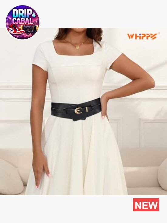 2-in-1 PU Leather Wide Belt with Skinny Belt for Dresses main image 7